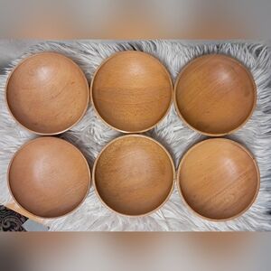 Vintage Handcarved Wooden Bowls Made In Japan (Set Of 6)